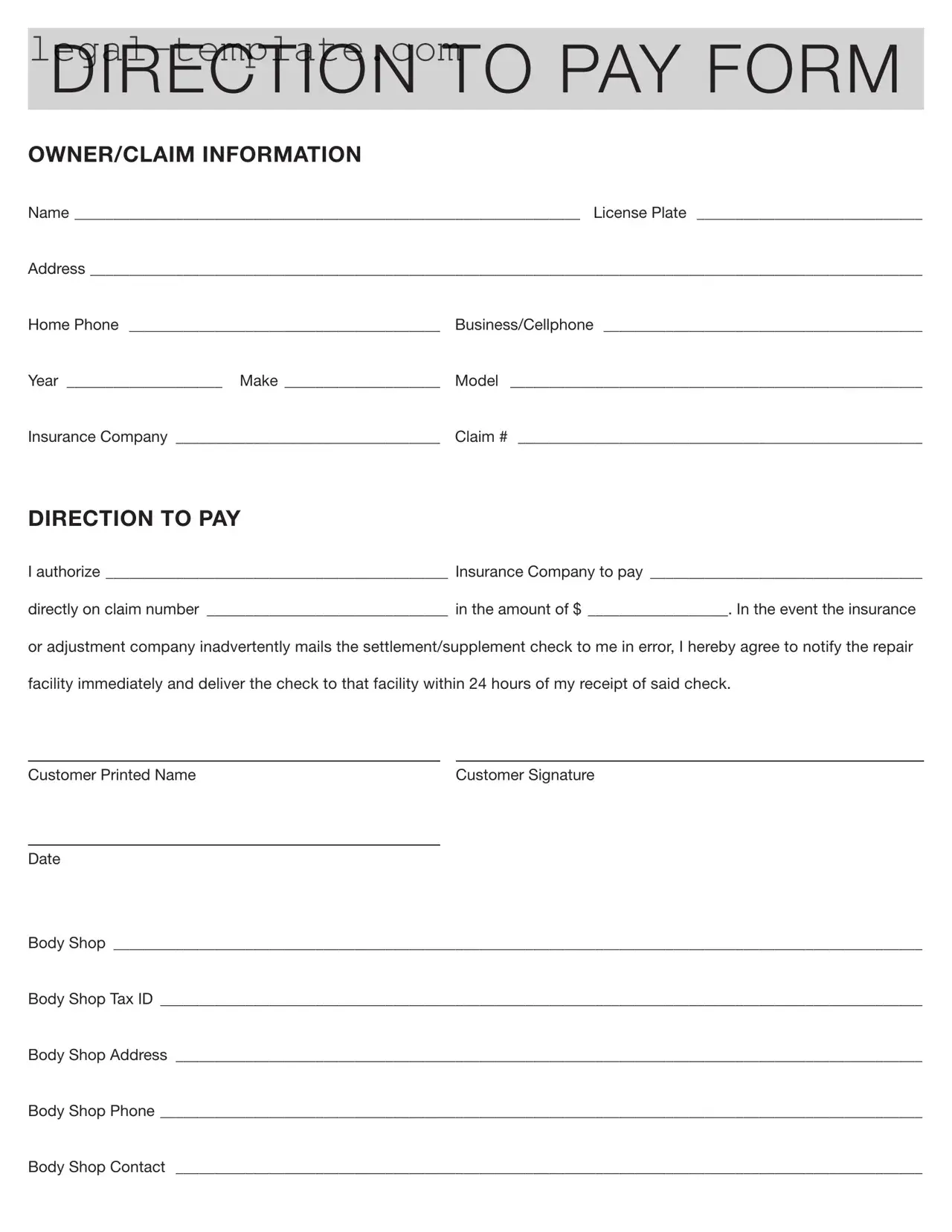 Free Authorization And Direction Pay Template in PDF