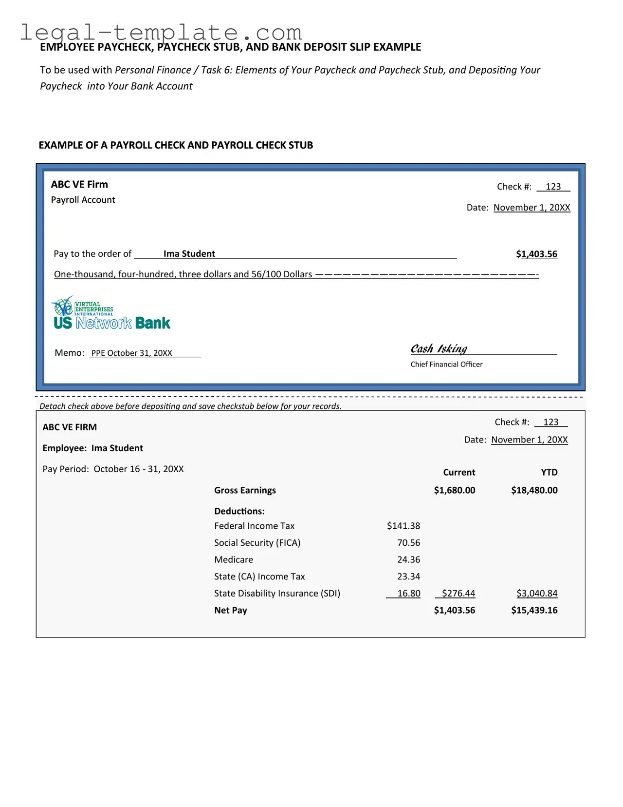 Free Payroll Check Template in PDF