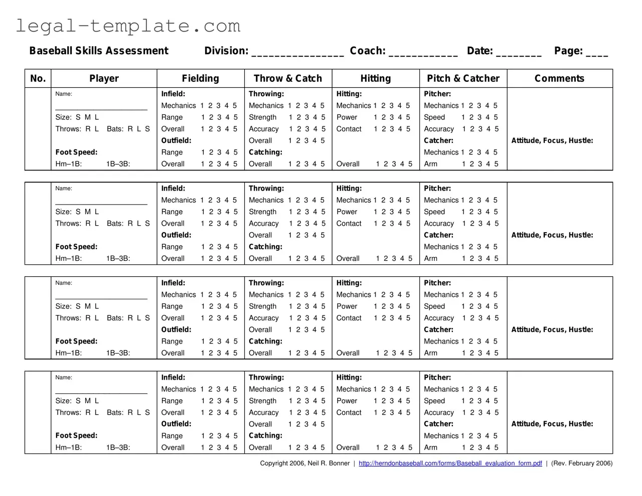 Free Baseball Assessment Template in PDF