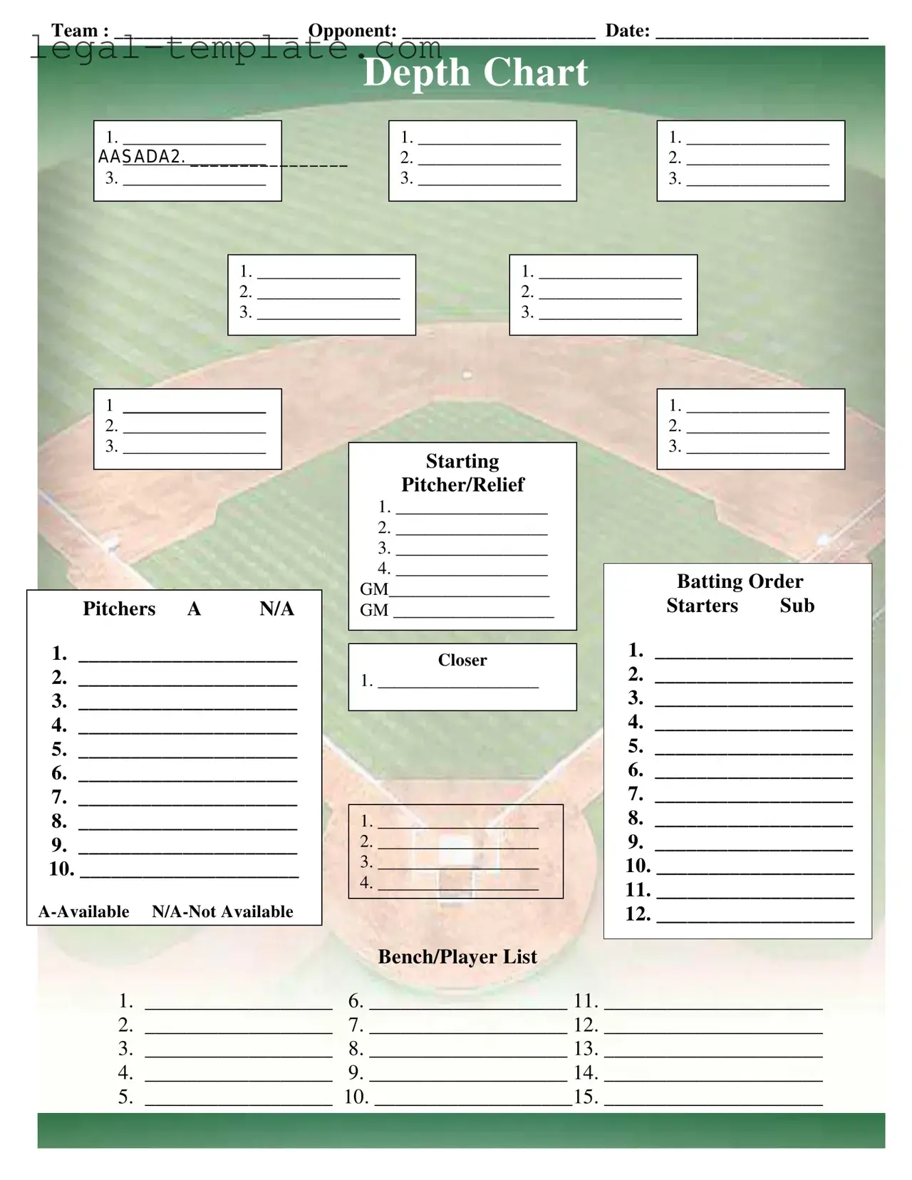 Free Baseball Field Lineup Template in PDF