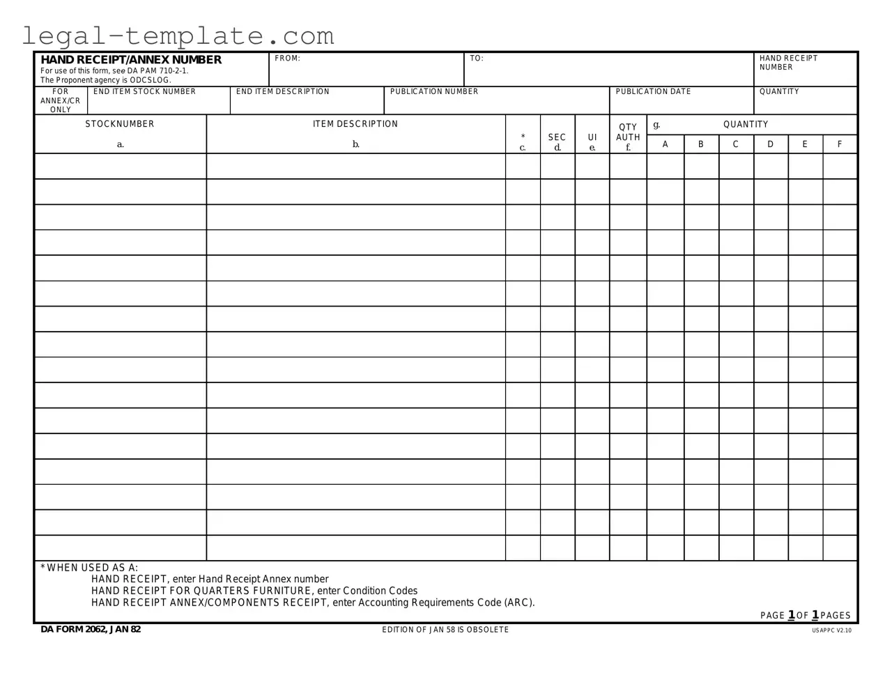Free Da Template in PDF