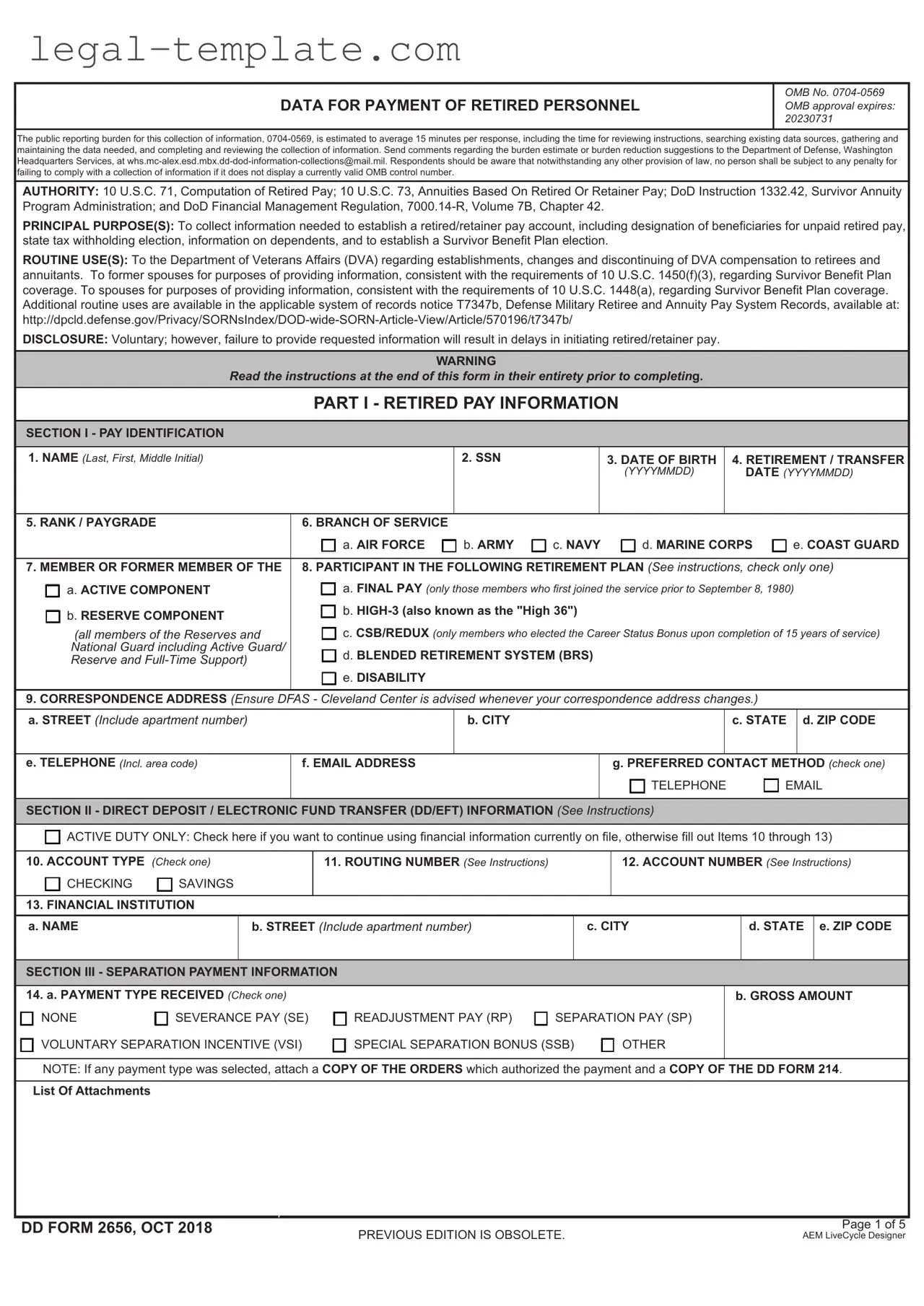 Free DD 2656 Template in PDF
