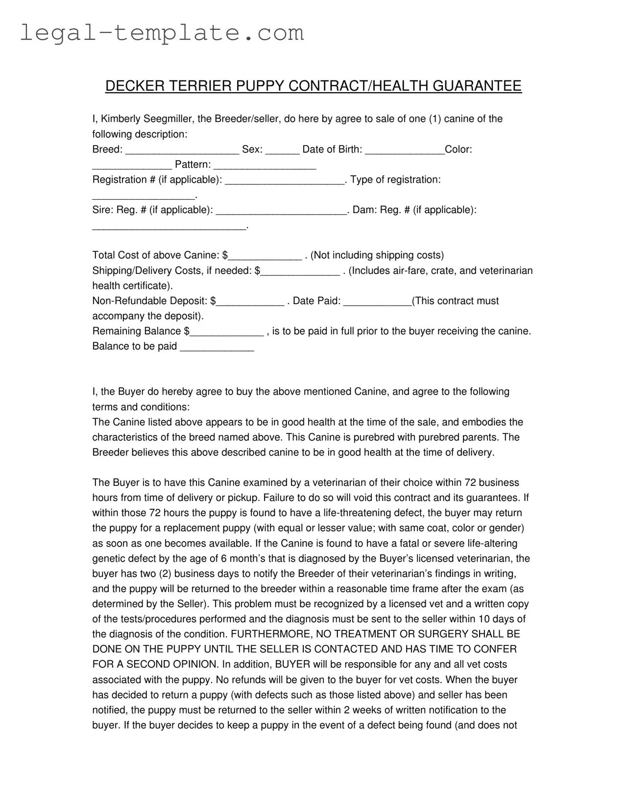Free Health Guarantee Template in PDF