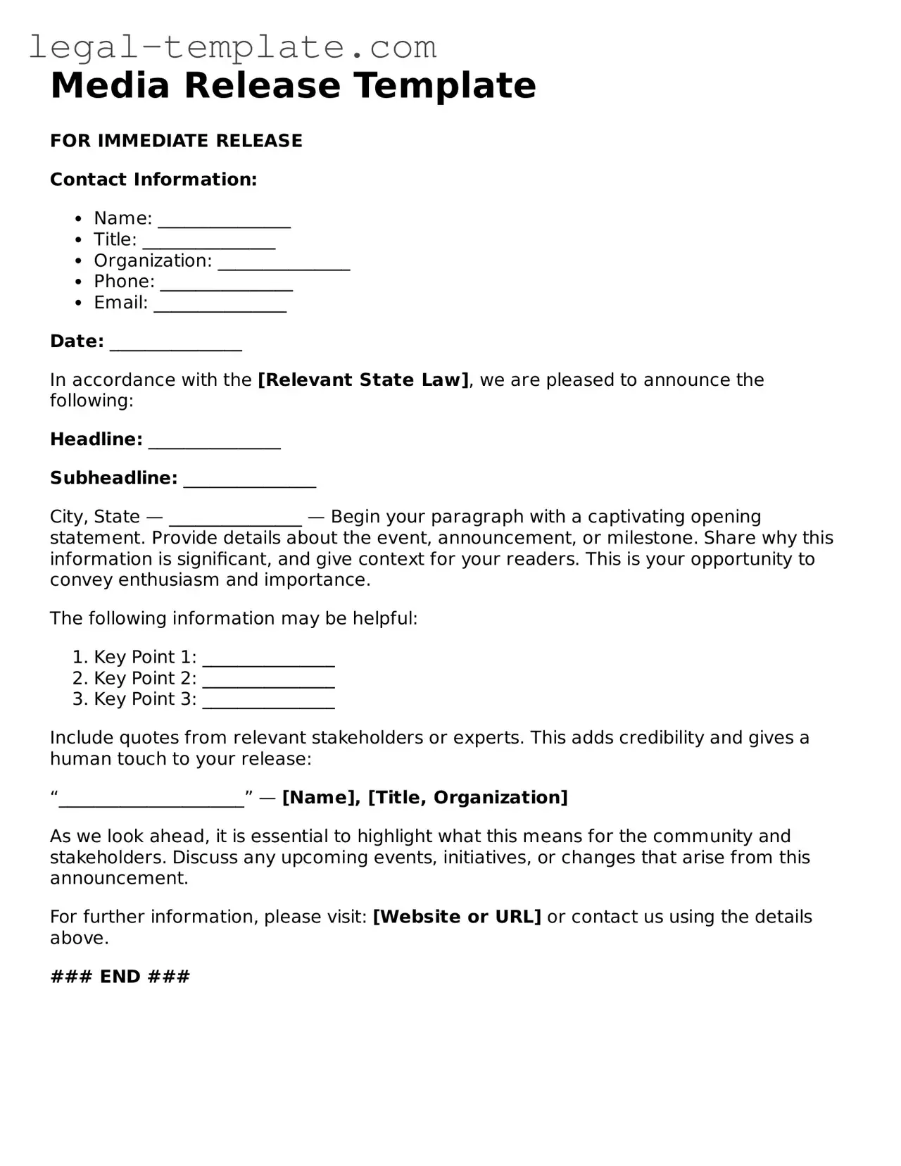 Printable Media Release Template