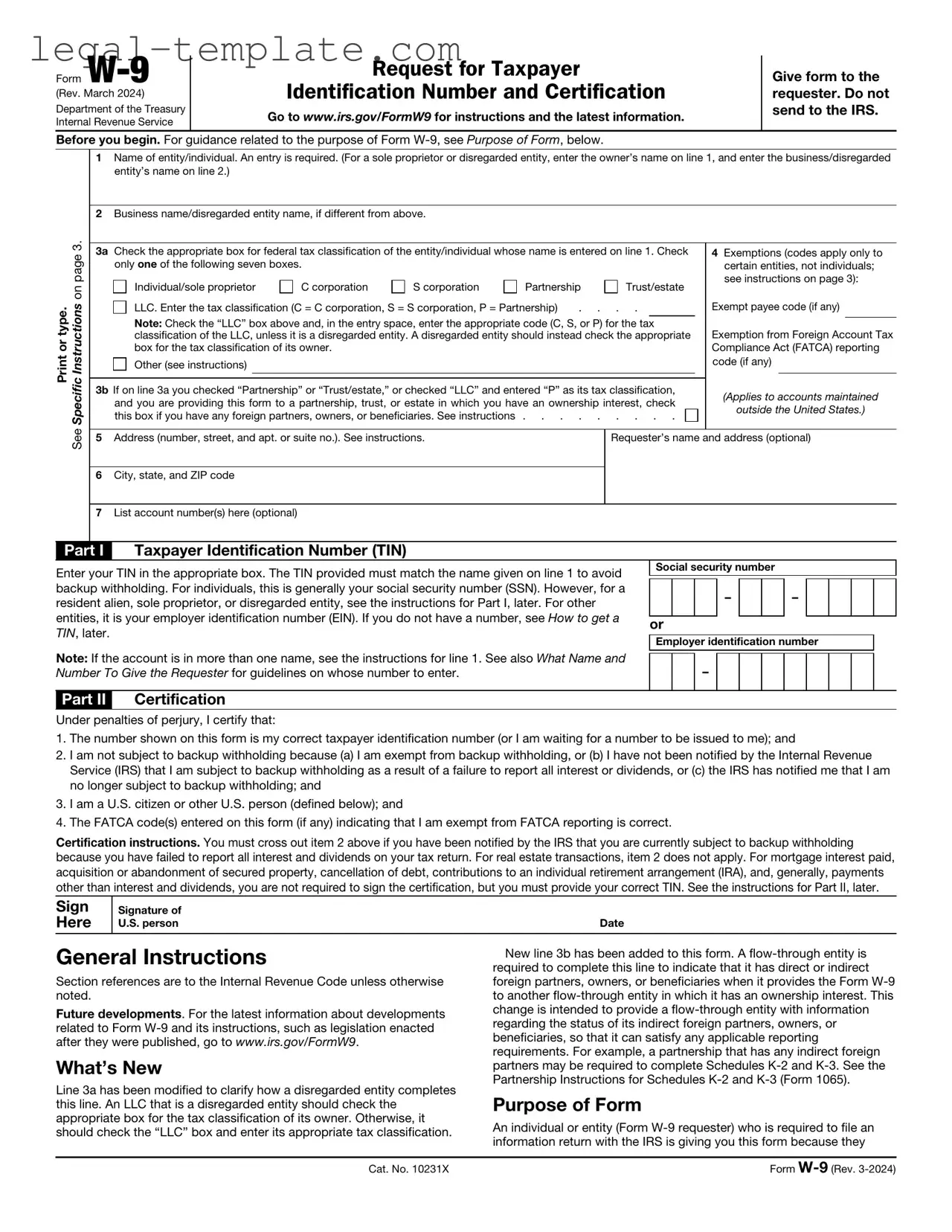 Free IRS W-9 Template in PDF