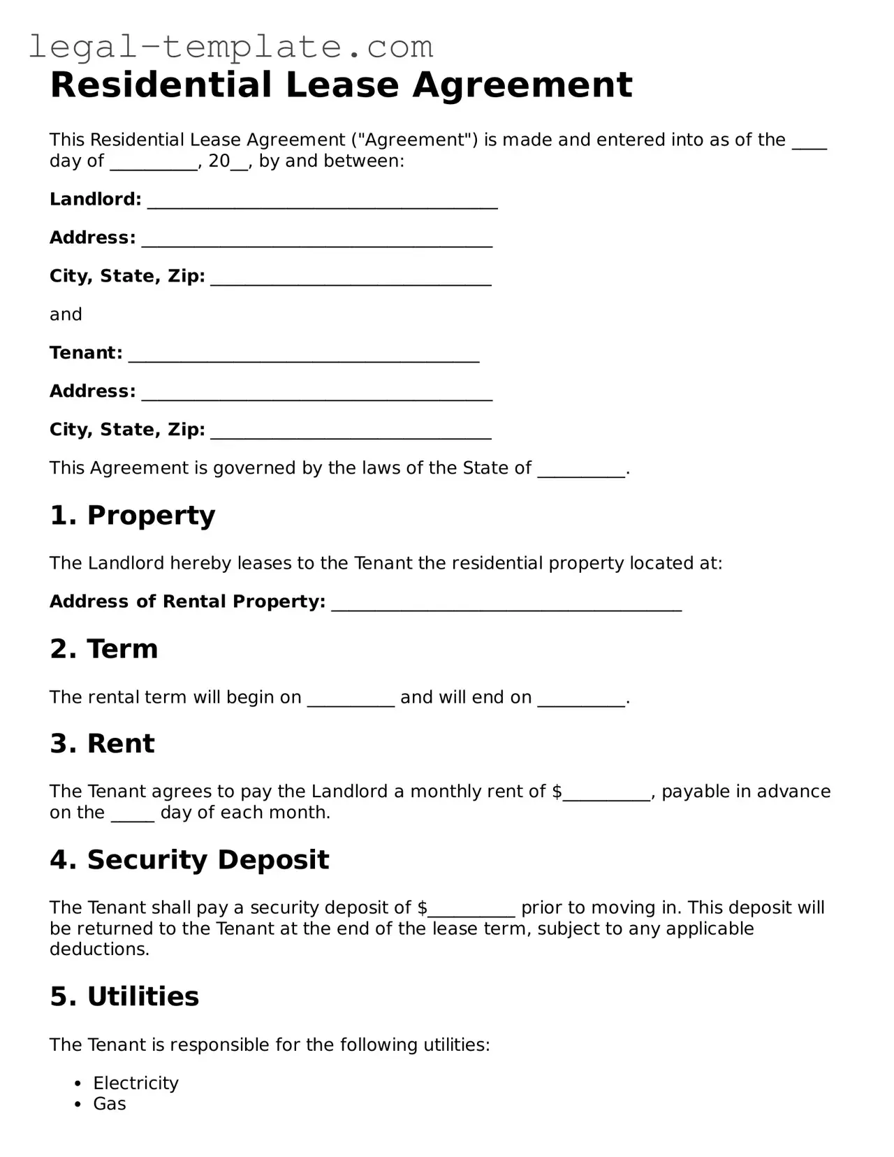 Printable Lease Agreement Template