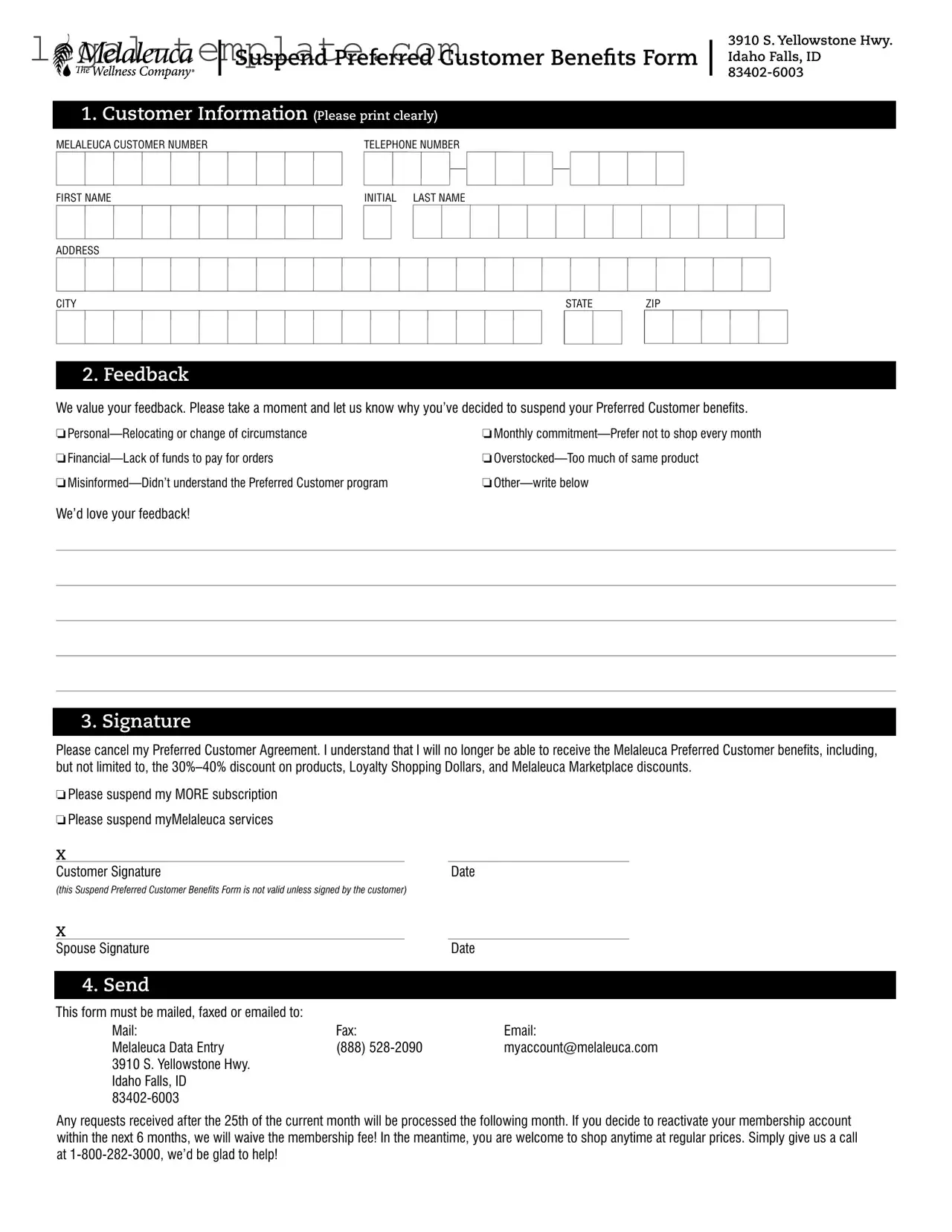 Free Melaleuca Cancellation Template in PDF