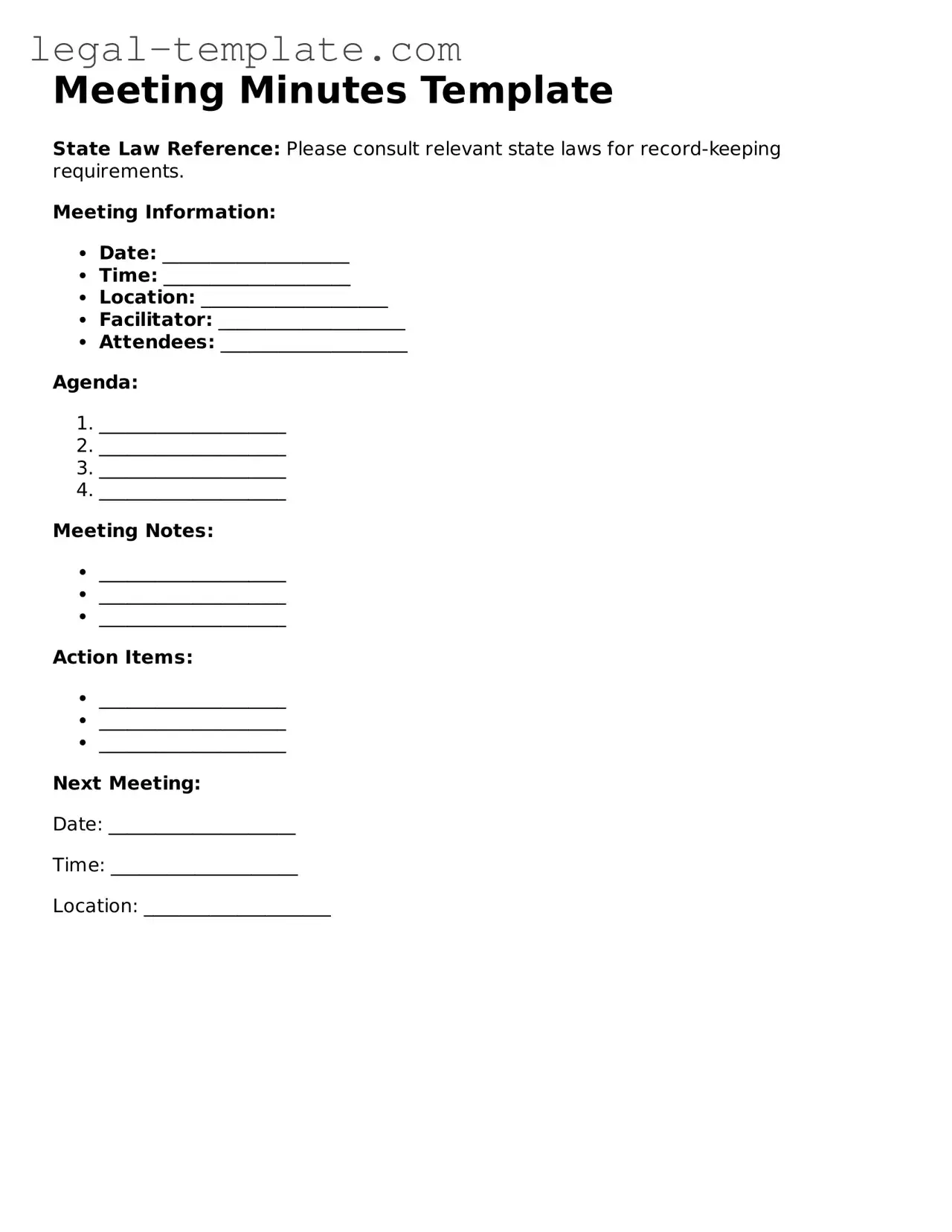 Printable Meeting Minutes Template
