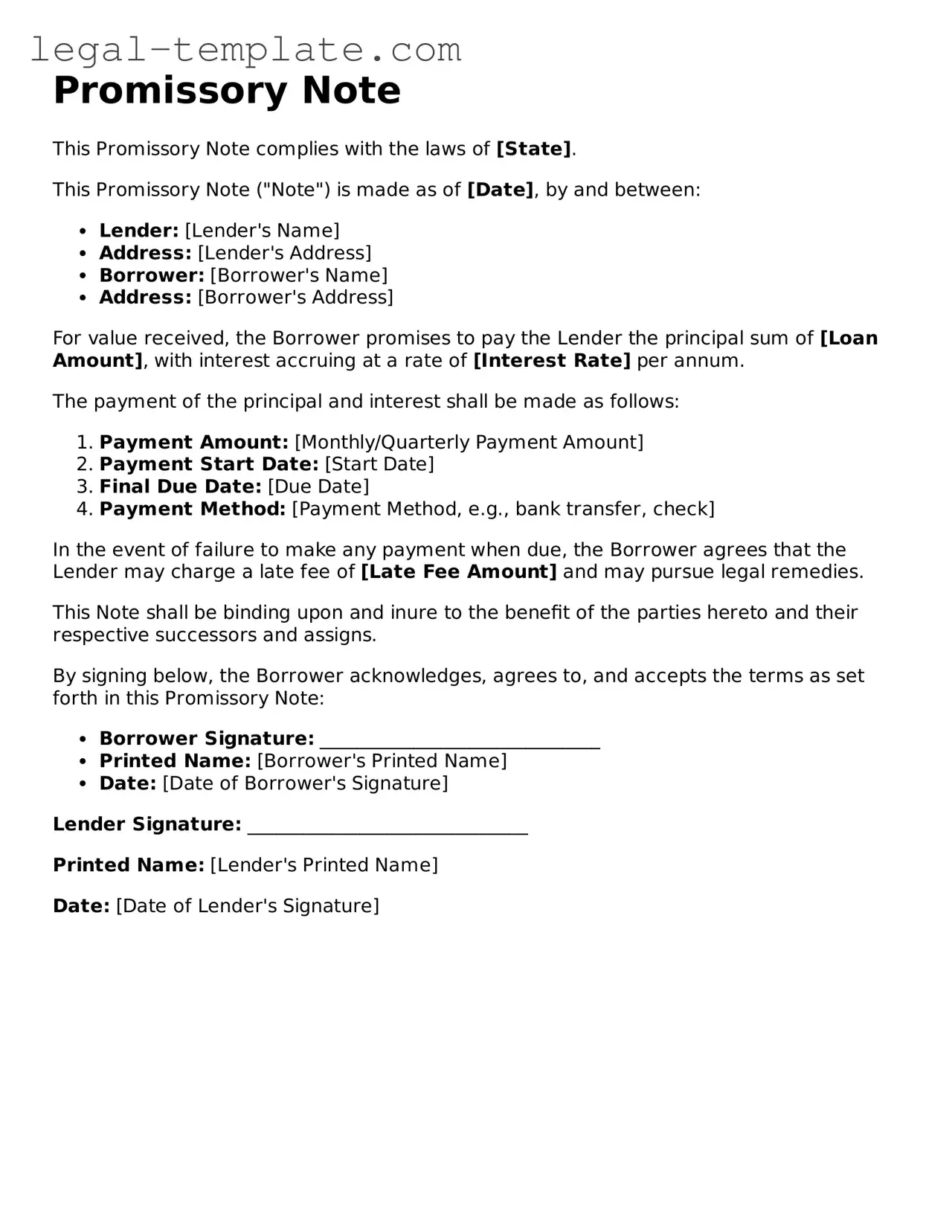 Printable Promissory Note Template
