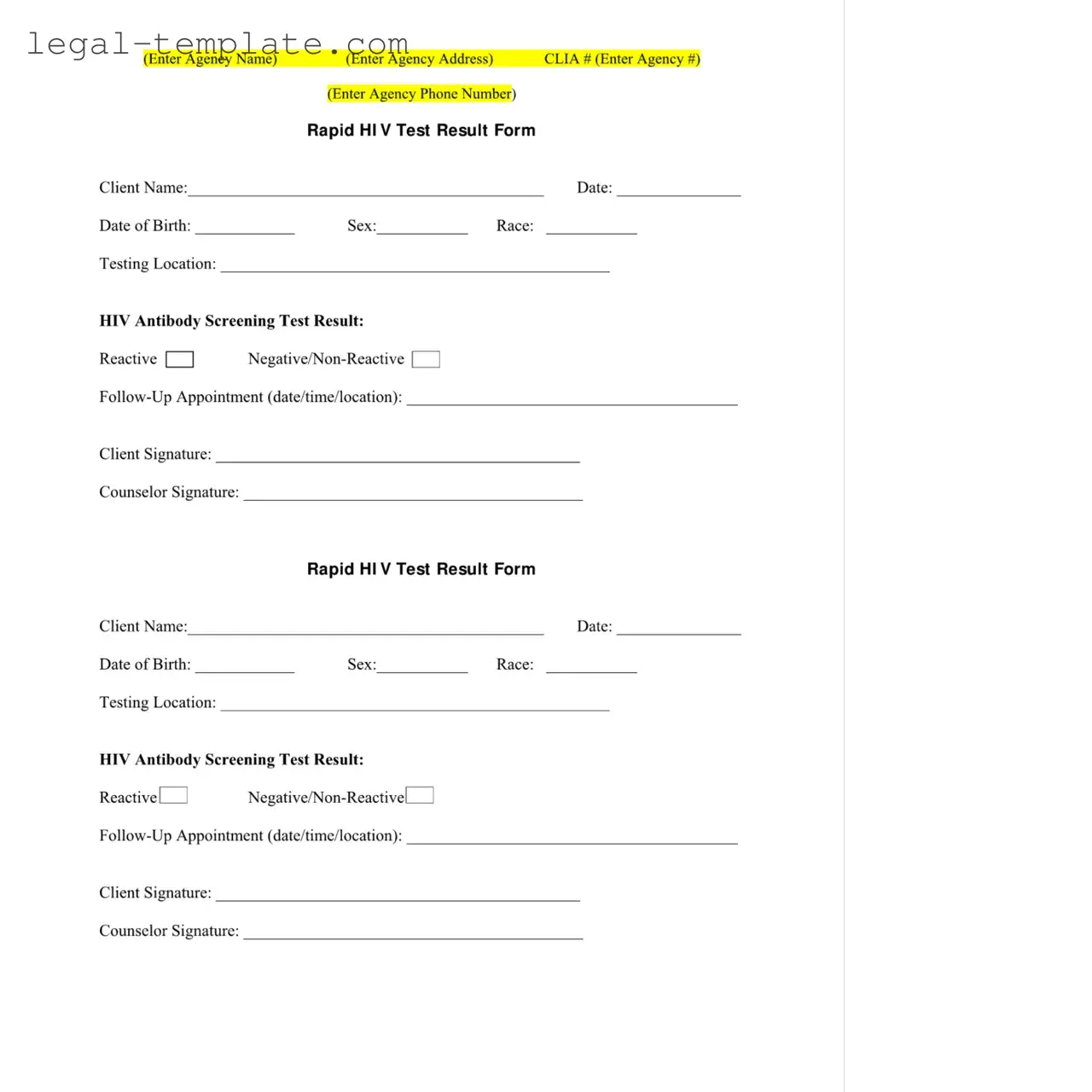 Free Negative Hiv Test Template in PDF