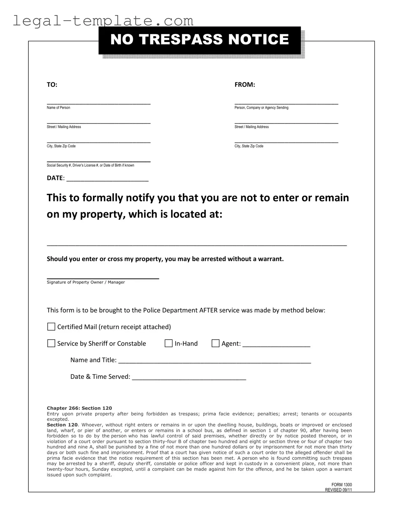 Free No Trespassing Letter Template in PDF