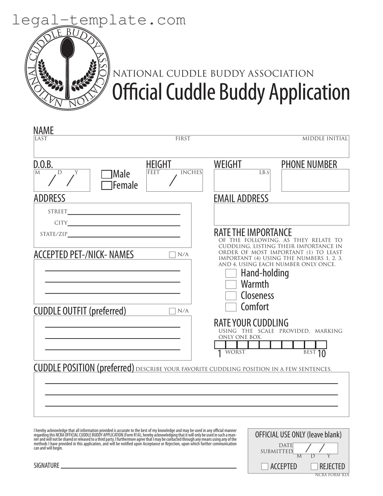 Free Cuddle Buddy Application Template in PDF