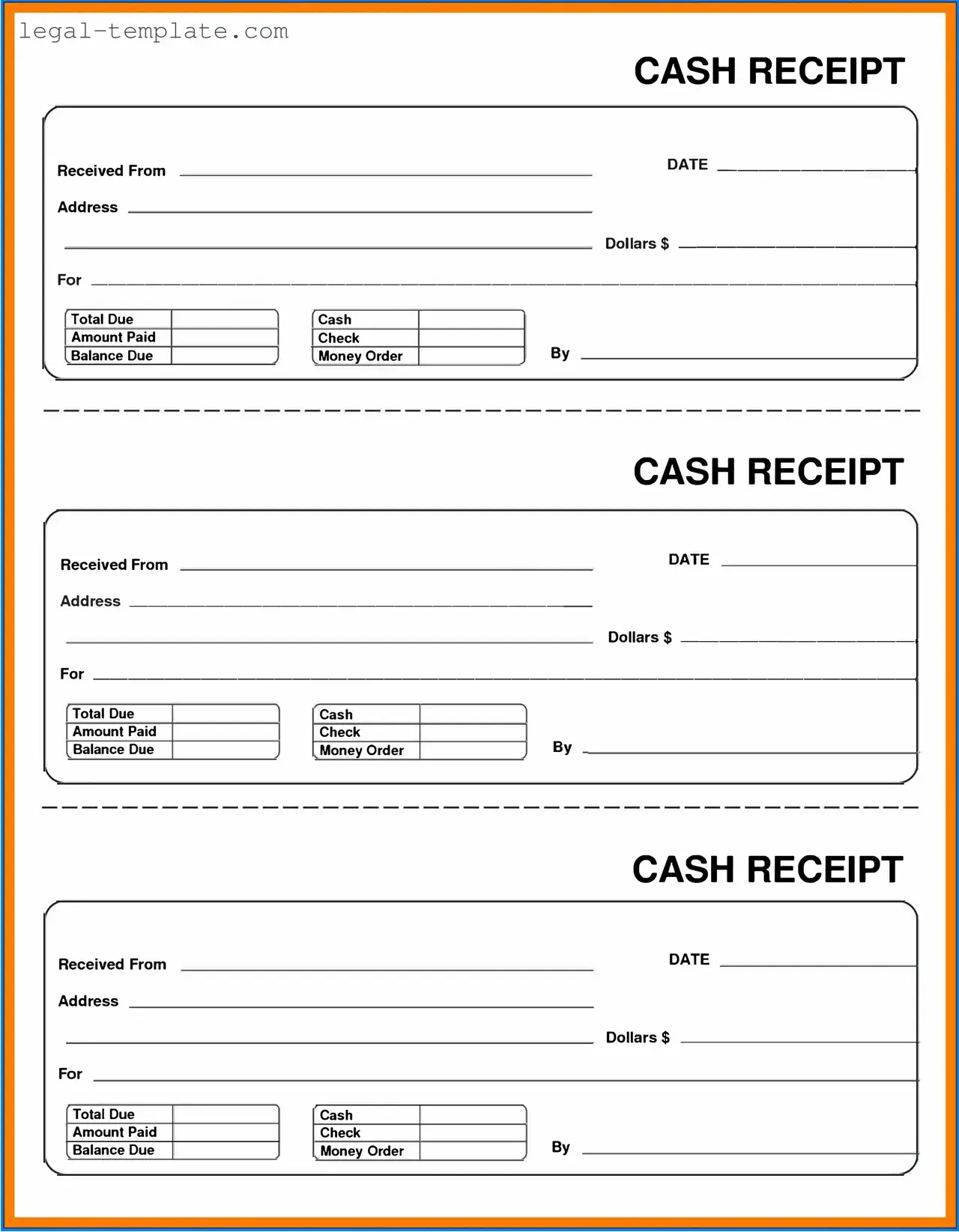 Free Cash Receipt Template in PDF