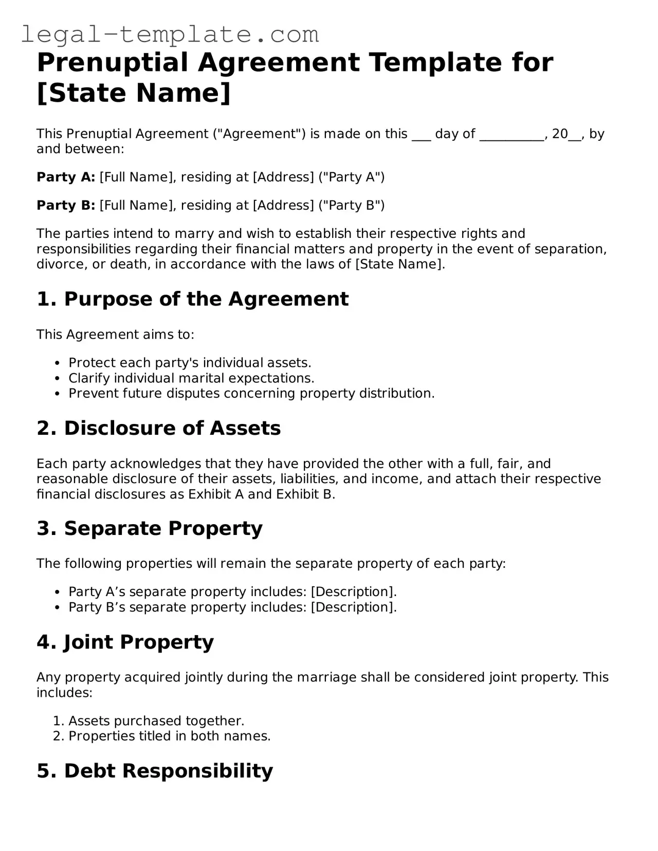 Printable Prenuptial Agreement Template