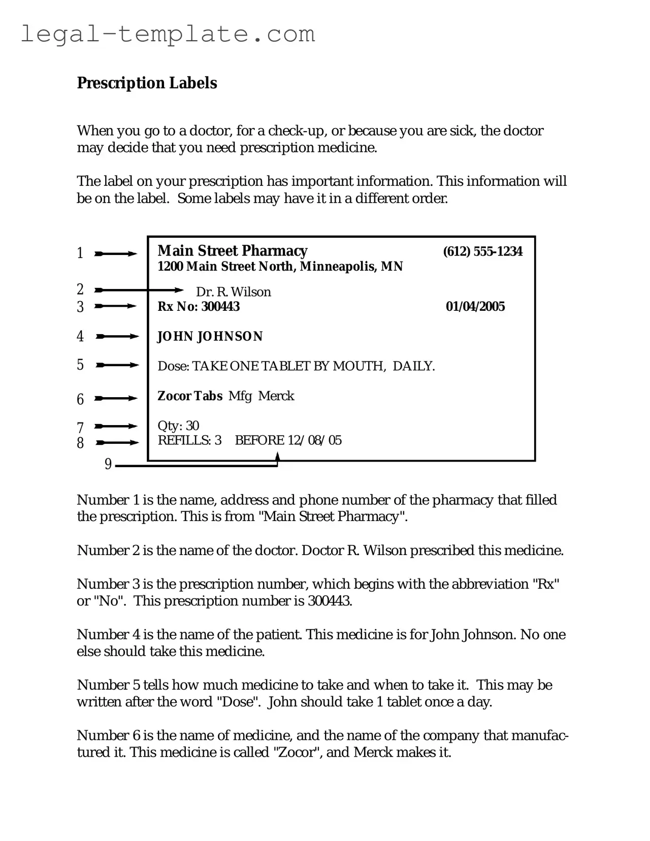 Free Prescription Label Template in PDF
