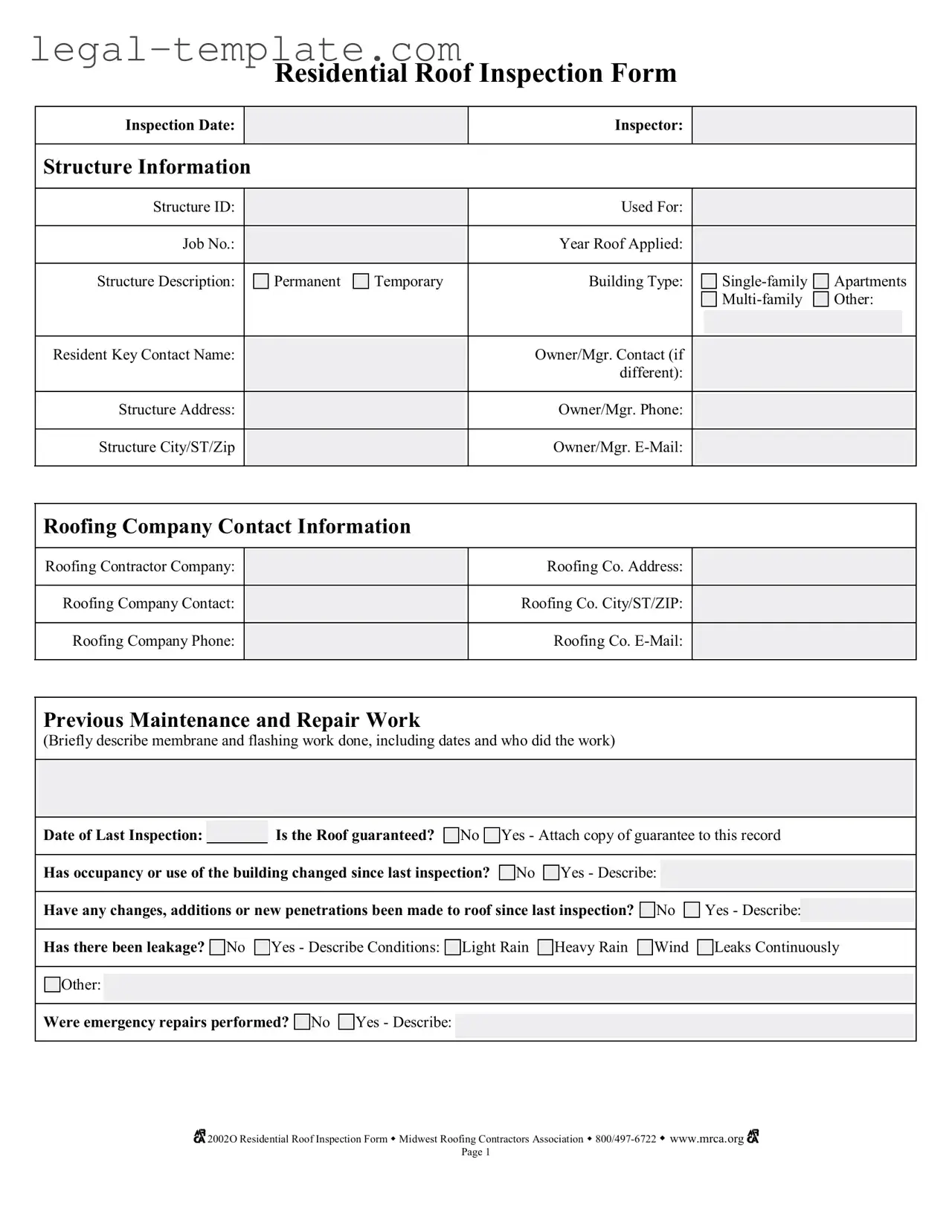 Free Roof Inspection Template in PDF