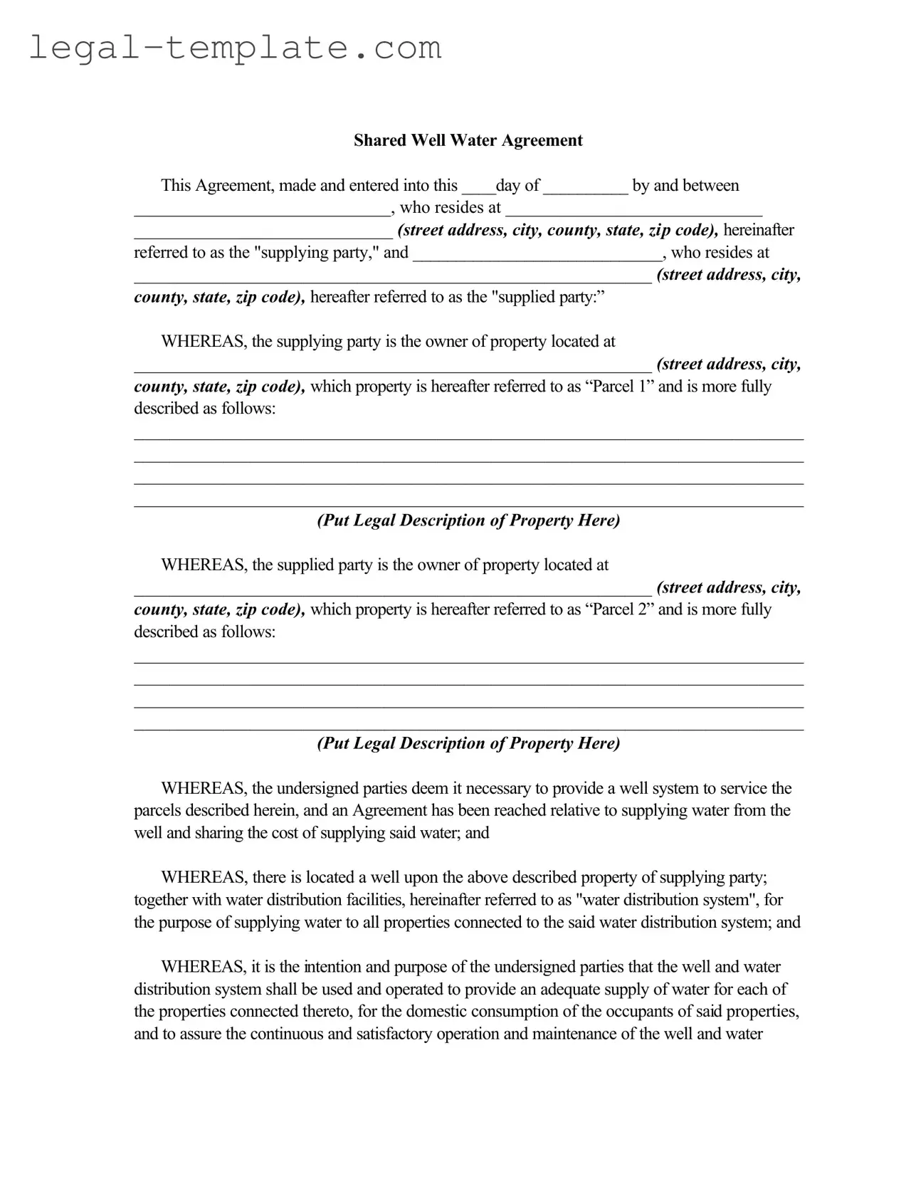 Free Shared Well Agreement Template in PDF