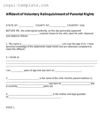 Free Affidavit Parental Rights Template in PDF