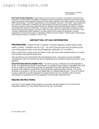 Free Aircraft Bill of Sale AC 8050-2 Template in PDF