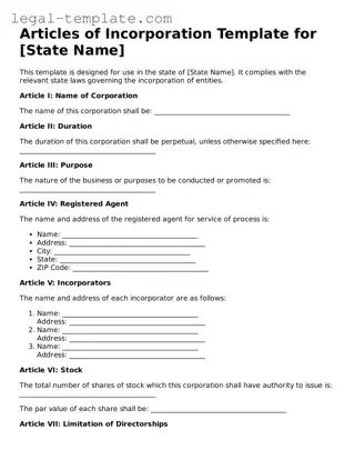 Printable Articles of Incorporation Template