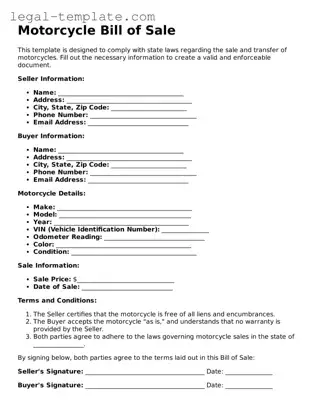 Printable Motorcycle Bill of Sale Template