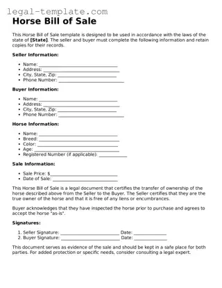 Printable Horse Bill of Sale Template