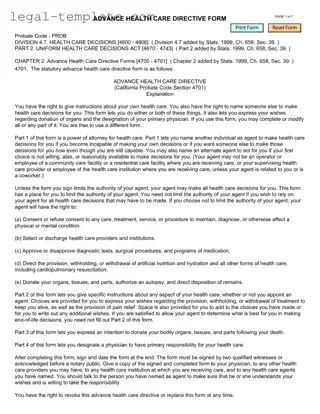 Free California Advanced Health Care Directive Template in PDF