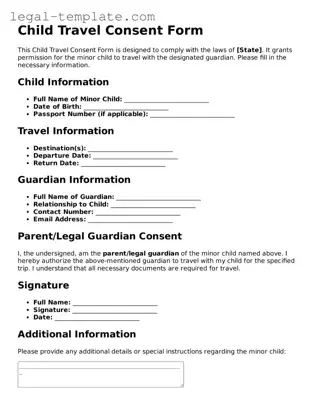 Printable Child Travel Consent Form Template