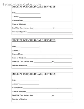 Free Childcare Receipt Template in PDF