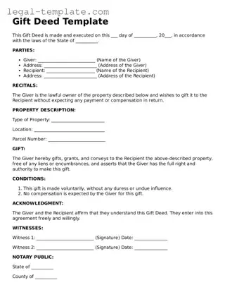 Printable Gift Deed Template