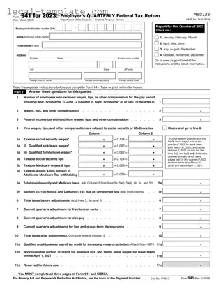 Free IRS 941 Template in PDF