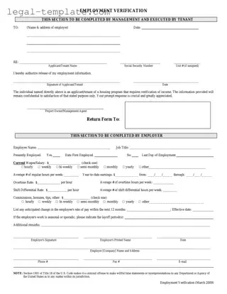 Free Employment verification form Template in PDF