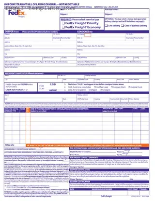 Free Fedex Bill Of Lading Template in PDF