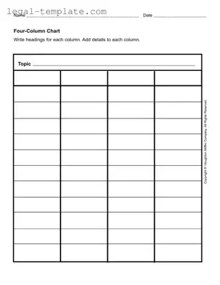 Free Four Column Chart Template in PDF