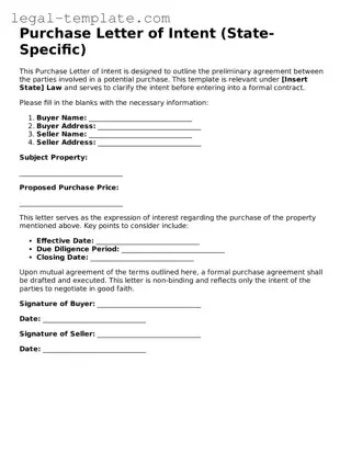 Printable Purchase Letter of Intent Template