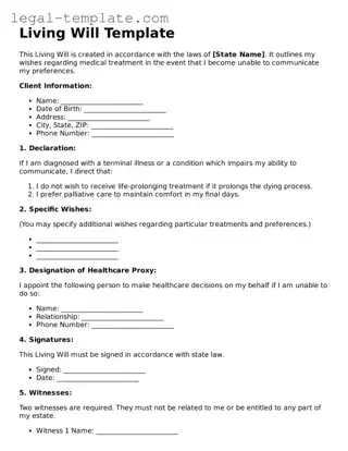 Printable Living Will Template