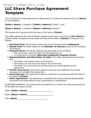Printable LLC Share Purchase Agreement Template