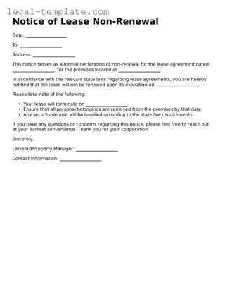 Printable Notice of Lease Non-Renewal Template