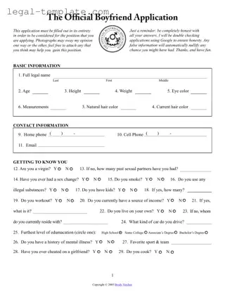 Free Boyfriend application form Template in PDF