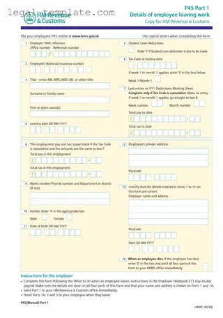 Free P 45 It Template in PDF
