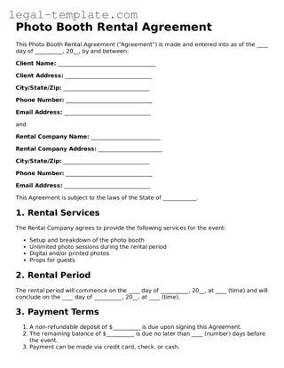 Printable Photo Booth Rental Agreement Template