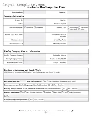 Free Roof Inspection Template in PDF