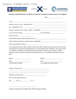 Free Royal Caribbean Parental Consent Template in PDF