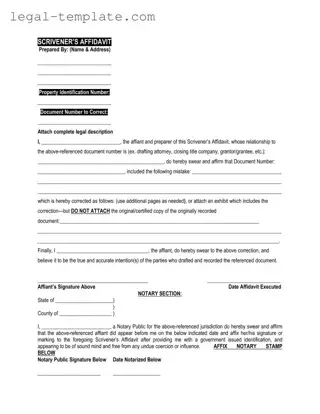 Free Scrivener's Affidavit Template in PDF