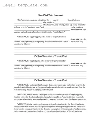 Free Shared Well Agreement Template in PDF