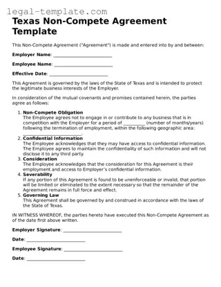 Non-compete Agreement Form for Texas State