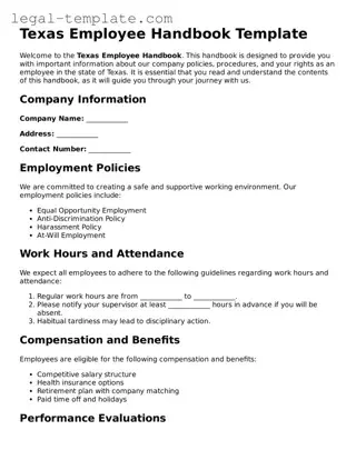 Employee Handbook Form for Texas State
