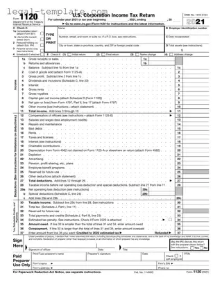 Free IRS 1120 Template in PDF
