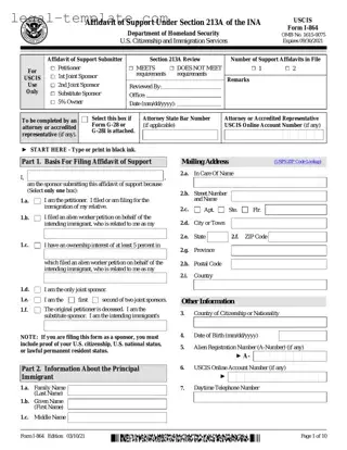 Free USCIS I-864 Template in PDF