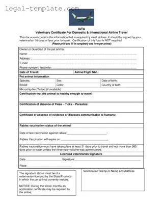 Free Veterinary Certificate Travel Template in PDF